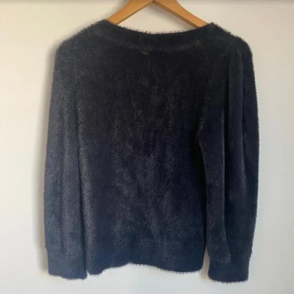 Free People Midnight Black Fuzzy Scoop Neck Sweater - Picture 5 of 8